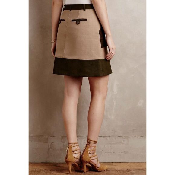 NEW Holding Horses By Anthropologie Womens 2 Color Block Utility Miniskirt - Picture 2 of 3
